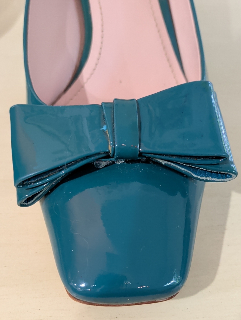 Miu Miu Teal Patent Leather Heels With Bows Size 36.5 - Picture 13 of 13